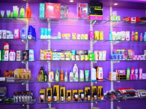 Beauty products store for sale selling cosmetics and jewelry, receiving 50 daily footfalls.